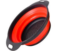Silicone Collapsible Colander Sieve,Collapsible Sieve Kitchen Strainers,Foldable Colander Silicone Strainer,Vegetable Fruit Drain Basket,for Draining Pasta Fruits Vegetable Colanders (Red)