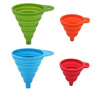 Silicone Collapsible Funnel Set of 4 Small and Large, Kitchen Funnels for Filling Water Bottle Oil Liquid Power Transfer, Foldable Cooking Gadgets tools Food Grade