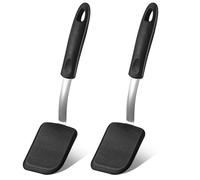 Silicone Cookie Spatula Turner 2 Pack Mini Brownie Spatula Flexible Kitchen Small Silicone Spatulas for Nonstick Cookware Heat Resistant No Scratch Flipper Baking Utensils for Egg Pancake (Black)