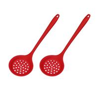 Silicone Cooking Skimmer Ladle, 2 Pack, Skimmer Strainer Spoon with Long Handle Food Strainer, Perfect for Frying Food with Silicone Strainer