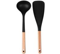 Silicone Cooking Spoons - Nonstick Paddle Cookware - Wooden Handle Silicone Kitchen Spoons Set | for Restaurant Cooking Salad Soup Food Egg Cookie