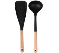 Silicone Cooking Spoons - Silicone Spatula and Spoon, Domestic Wooden Handle 12.2x3.35 inch | Ergonomic design kitchen appliances utensils to use, hold