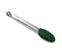 Zeal Silicone Non-Stick Kitchen Cooking Tongs with Stainless Steel Handle - for Cooking, Grilling, BBQ, Serving, and More 26cm - Heat-Resistant, BPA-Free, Forest Green