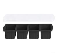 Silicone Cooling Tray with Lid, 28.8 x 14.4 x 0.9 cm, Large & Soup Storage Container, Stackable, Leak-Proof, Kitchen(Black2)