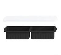 Silicone Cooling Tray with Lid, 28.8 x 14.4 x 0.9 cm, Large & Soup Storage Container, Stackable, Leak-Proof, Kitchen(Black)