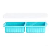 Silicone Cooling Tray with Lid, 28.8 x 14.4 x 0.9 cm, Large & Soup Storage Container, Stackable, Leak-Proof, Kitchen(Blue)
