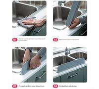 Silicone Countertop Splash Guard Board for Kitchen Sink - 52 x 8.5 x 5 cm Reusable Water Splashes Prevention Backsplash, Dishwashing & Food(Gray)