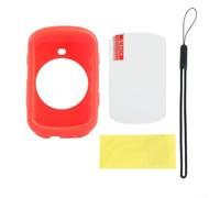 Silicone Cover and Tempered Glass Screen Protection Set Tailored for Garmin Edge 530 Bicycle Computer Units (Red)