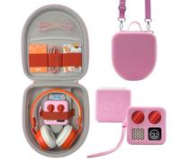 Silicone Cover and Travel Case Compatible with Yoto Mini with Headphones, Hard Carrying Case with Shoulder Strap and Adventure Jacket Accessories Set for Yoto Mini, Pink