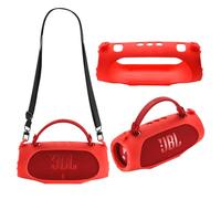 Silicone Cover Case Compatible with JBL Charge 6 Portable Bluetooth Speaker, Portable Protective Case with Shoulder Strap Wireless Speaker Accessories for JBL Charge 6 Bluetooth Speaker (Red)