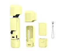 Silicone Cover Case for DJI Osmo Pocket 4, Full Body Protective Sleeve Soft Skin Cover Anti-Scratch Shockproof Screen Lens Guard All-Round Protection Kit for Travel (Yellow)