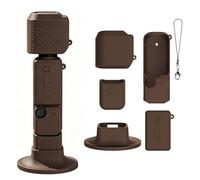Silicone Cover Case for DJI Osmo POCKET 4, Soft Skin Sleeve with Desktop Base Stand Full Protective Camera Screen Lens Cover All-Round Protection Guard Protector for Pocket 4 Accessories (Brown)