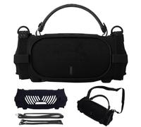 Silicone Cover Case for JBL Charge 6 Portable Bluetooth Speaker, Soft Skin Sleeve Carrying Holder with Shoulder Strap & Bike Strap for JBL Charge 6 Stereo Accessories (Black)