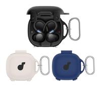 Silicone Cover Case for Soundcore Sport X20, Protective Earbuds Sleeve with Carabiner Headphone Case All-Round Protection for Soundcore Sport X20, Drop-Proof and Dustproof Accessories (White)