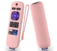 Silicone Cover for Roku Voice TV Remote RCAL7R/Roku Express/Roku Streaming Stick TV Remote Protective Case Silicone Sleeve for Roku TV Remote Cover with Lanyard (Pink)
