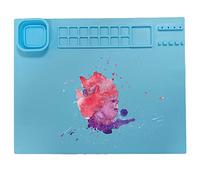 Silicone Craft Mat with Cup - 14 Grids, Heat Resistant Paint Mat for Resin Casting, No Fade Modeling Dough Mat for, Non-stick Art Mat