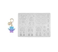 Silicone Crafting Molds Resin Bear and Rabbits Keychain Charm Moulds Texture Hanging Pendant Moulds for Pendant Keychain Molds