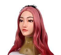 Silicone Crossdresser Head Mask, Realistic Soft Handmade Face for Male to Female Cosplay Halloween Masquerade