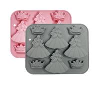 Silicone Crown Fondant Candy Molds, 8 Shape Crown Silicone Mold Princess Dress Fondant Molds for Cake Decoration Sugar Cupcake Topper 2 Pack