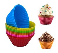 Silicone Cupcake 12 Pack Reusable Nonstick Baking Cups Muffin Molds for Cakes Ice Creams Puddings Jelly Rainbow Cases