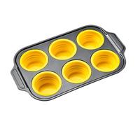 Silicone Cupcake Molds For Baking | 6 Reusable Baking Patterns - Non-Stick Silicone Muffin Pan | Cheesecake Pancake Food Butter Dessert Lunch Kitchen Fryer