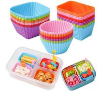 Silicone Cupcake Muffin Baking Cups Liners, 24 Pack Reusable Non-Stick Cake Molds Sets Bento Box