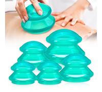 Silicone Cupping Set 5 Cups for Myofascial Release & Deep Tissue Massage, Pain Relief Aid, at-Home Body Face Therapy Kit Self Care, Energy Recovery (Green)