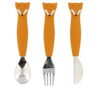 Silicone Cutlery Set 3-Pack Mr. Fox - Toddler Utensils - Soft, Durable, and Easy-to-Grip Spoon, Knife and Fork Set - Safe Tableware for Kids Learning