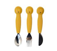 Silicone Cutlery Set 3-Pack - Mr. Lion - Toddler Utensils - Soft, Durable, and Easy-to-Grip Set - Safe Tableware for Kids Learning to Eat