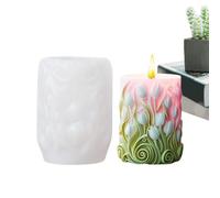 Silicone Cylindrical Candle Mould,Silicone Pillar Candle Mould,Pillar Leaves Resin Molds - Carved Leaves Shape Silicone Mould, Scented Soap Mold