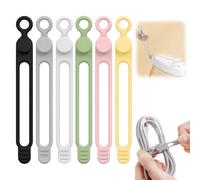 Silicone Data Cable Organizer, Reusable Cable Management Ties for Headphones, Cords, and Data Cables (6PCS)