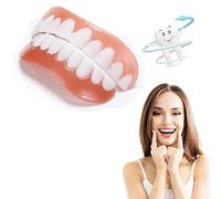 Silicone Dentures Clip in Teeth Veneers for Whitening - 2 Pairs Temporary Tooth Filling Fake Teeth Covers, Comfort Fit Flex Cosmetic Teeth Top and Bottom Set for Men and Women Adults