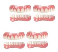 Silicone Dentures Cosmetic Veneer Instant Smiling Teeth Upper and Lower Matching Comfort Fit Dental Prostheses Set for Toothless Quickly Repair Your Teeth and Smile,01,4PCS