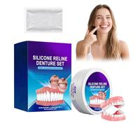Silicone Dentures Full Mouth,Comfortable False Teeth Set,Silicone Dentures Teeth Top and Bottom,Temporary Missing Tooth Replacement Kit for No Teeth Women & Men