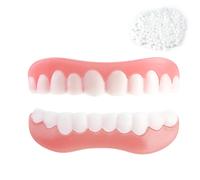 Silicone Dentures Full Mouth Set - Top and Bottom Clip-On False Teeth for Missing and Broken Tooth for Men and Women