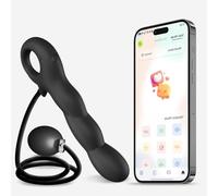 Silicone Device with Manual Pump, Ergonomic Wave Contour, Single-Piece Construction for Relaxation and Personal Comfort (Black)