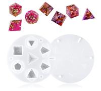 Silicone Dice Mold Set 2 pcs for Resin, 7-Piece Polyhedral Molds with Large Pendant, Casting for DND Dice, Candle Making, Soap Making, Clay Molds, Tray Compatible Epoxy Resin Craft