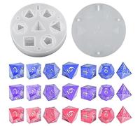 Silicone Dice Pendant Resin Casting Mold,Can Make 7X Dice, Jewelry Keychain Charms Epoxy Molds Mould Art Decor Ice Cube Tray Handmade Craft Gift Digital DND RPG Table Board Game