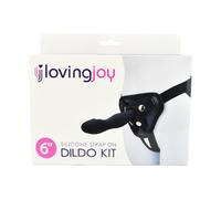 Silicone Dildo 6" inch with Suction Cup and Universal Strap On Harness Set