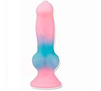 Silicone Dildo for Women, Dog Whip Shaped Irregular False Penis Suction Cup & Realistic Adult Toy Double Ended Anal Sex Toy G-Spot Stimulator (Noctilucent L)