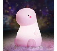 Silicone Dinosaur Night Light for Kids, Color Changing, Pink