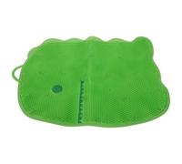 Silicone Dinosaur Shower Foot Massager Mat with Suction Cups | Textured Massage Beads, Safe Footing in Standing Showers and Bathtubs, Playful Green Design for Feet