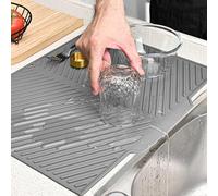 Silicone Dish Drying Mat,42.5×31.5cm Heat Resistant Folding Draining Board Mat for Kitchen, Non-Slip V-Pattern Sink Dish Drying Mats,Quick Drainage, Silicone Draining Mat for Countertops,Pots and Pan