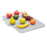 Silicone Dish Drying Mat - Kitchen Counter Drain Pad | Heat Resistant Non Slip Draining Board Protector | Flexible Sink Drainer Tray with Lip Edge Design | Dishwasher Safe Drying for Plates