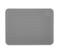 Silicone Dish Drying Mat Kitchen Counter Protector Heat Resistant Non Slip Mat with Raised Stripe Design 15.75 x 11.81 Inch(Grey)