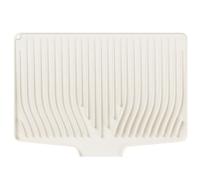 Silicone Dish Drying Mat Large 18.9"x13.58" 48 x 34.5cm Draining Board Mats Sink Drainer Mat Coaster Collapsible Fast Drying Non-Slip Heat Resistant for Kitchen Counter Countertops Sink (Beige White)