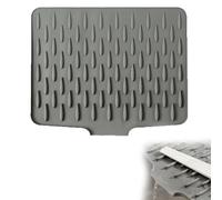Silicone Dish Drying Mat, No-Spill Silicone Worktop Saver, 40 x 32.5 cm Folding Draining Board Mat for Kitchen Counter, Sink, Table, Refrigerator (Gray,1pc)