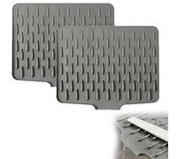 Silicone Dish Drying Mat, No-Spill Silicone Worktop Saver - Heat-Resistant & Non-Slip Mat for Drip-Free Drying, Folding Draining Board Mat for Kitchen Counter, Sink, Table, Refrigerator (2PCS, /)