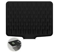 Silicone Dish Drying Mat, Silicone Draining Mat Dish Mats, Drying Pads, Heat Resistant Anti Slip Protection Dish Pad for Kitchen, Sink for Drip Free Drying 40cm x 32cm(Black)