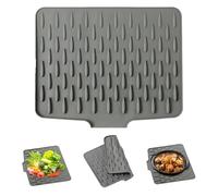 Silicone Dish Drying Mat, Silicone Draining Mat for Kitchen Sink, Draining Board Mats, Dish Drainer Mat with Non-Slip Design, Heat Resistant Trivet Countertop Protector, Easy to Clean, 36x28 CM, Grey